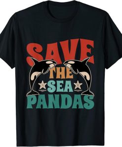 Retro Vintage Style - Save The Sea Pandas - I Love Orca T-Shirt