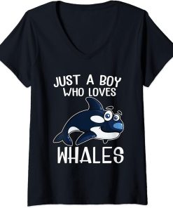 Womens Just A Girl Who Loves Orcas Orcas Lover Nature Wildlife V-Neck T-Shirt