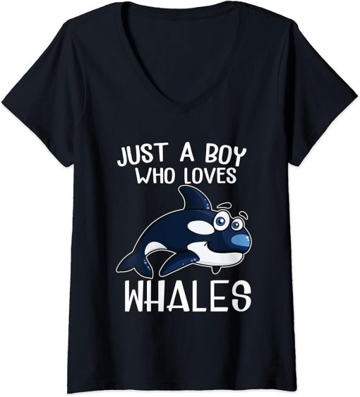 Womens Just A Girl Who Loves Orcas Orcas Lover Nature Wildlife V-Neck T-Shirt