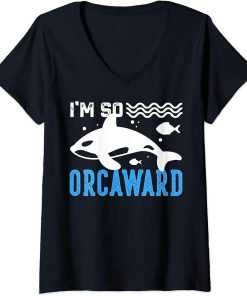 Womens Funny Orca Lover Graphic for Women Men Kids Whale V-Neck T-Shirt