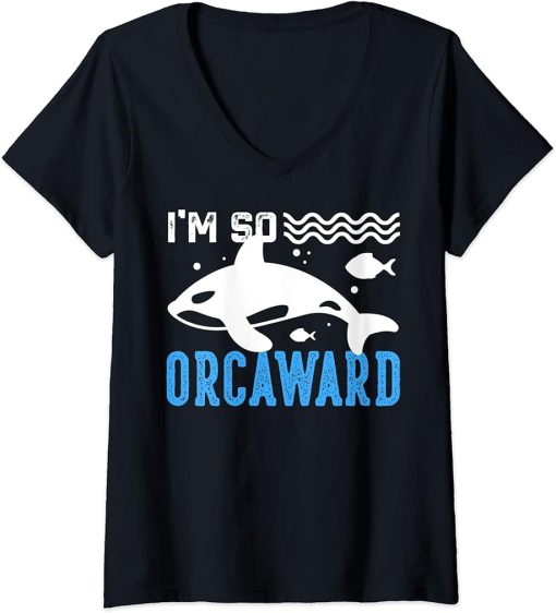 Womens Funny Orca Lover Graphic for Women Men Kids Whale V-Neck T-Shirt