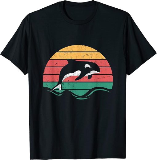 Aquarist Killer Whale Retro Sunset Ocean Animal Lover Orca T-Shirt