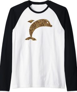 Dolphin Leopard Print Beluga Fish Animal Lover Women Gift Raglan Baseball Tee