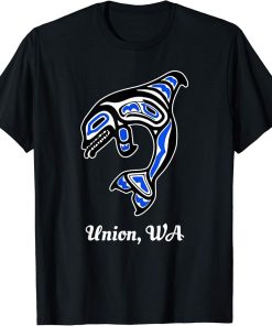 Blue Native American Union WA Tribal Orca Killer Whale T-Shirt