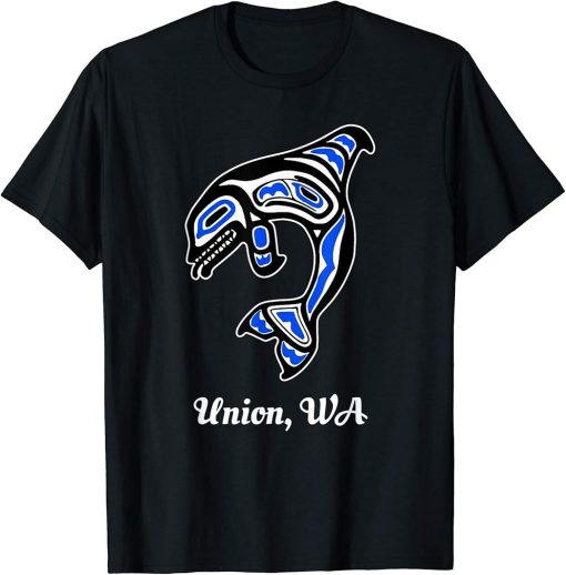 Blue Native American Union WA Tribal Orca Killer Whale T-Shirt