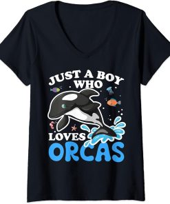 Womens Funny Orca Lover Graphic for Women Men Kids Whale V-Neck T-Shirt